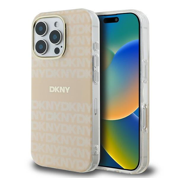 Husa Dkny Repeat Texture Pattern cu Stripe iPhone 16 Pro Max - Roz