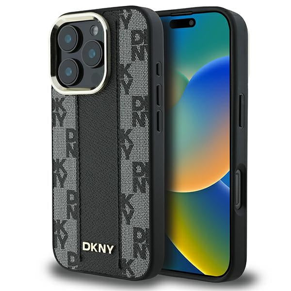 Husa Dkny Checkered Pattern Magsafe iPhone 16 Pro Max - Negru