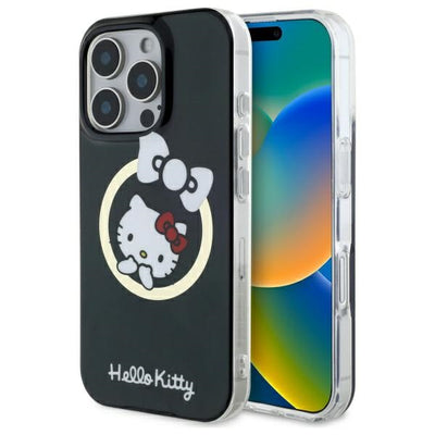 Husa Hello Kitty IML Fun Bow Magsafe iPhone 16 Pro - Negru
