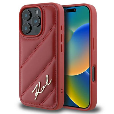 Husa Karl Lagerfeld Quilted Signature iPhone 16 Pro - Rosu