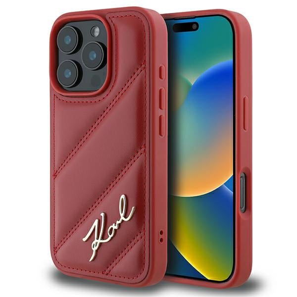 Husa Karl Lagerfeld Quilted Signature iPhone 16 Pro - Rosu