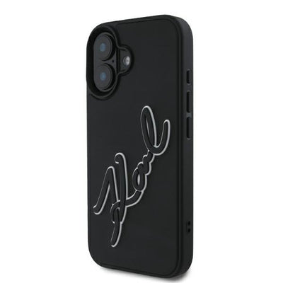 Husa Karl Lagerfeld 3D Rubber Signature iPhone 16 - Negru