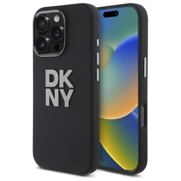Husa Dkny Liquid Silicone Metal Logo iPhone 16 Pro Max - Negru