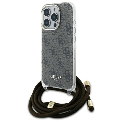 Husa Guess Crossbody Cord 4G Print pentru iPhone 16 Pro Max - Maro