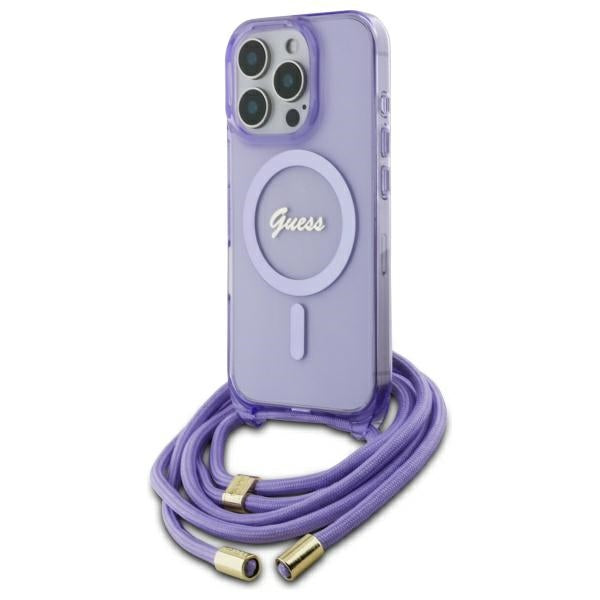 Husa Guess Crossbody Cord Script Magsafe pentru iPhone 16 Pro Max - Mov