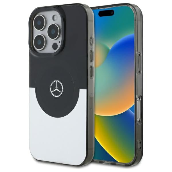 Husa Mercedes Double Layer Bicolor Magsafe pentru iPhone 16 Pro - Argintiu