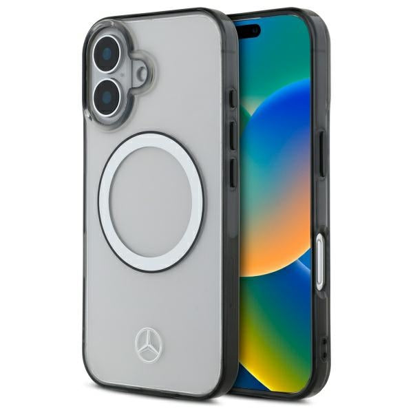 Husa Mercedes Printed Logo Magsafe iPhone 16 - Transparent