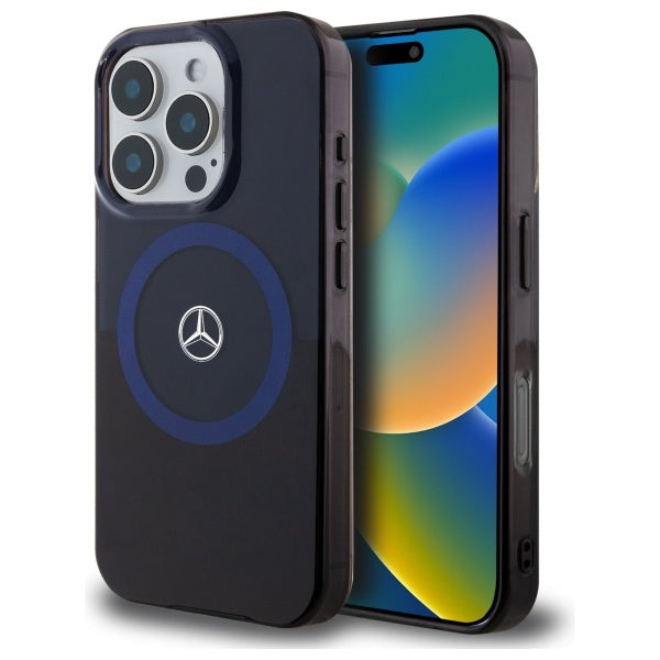 Husa Mercedes MB Double Layer Bicolor Magsafe pentru iPhone 16 Pro Max - Albastru