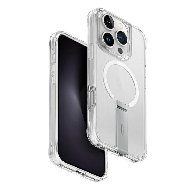 Husa Uniq Eleva cu Vertica Stand pentru iPhone 16 Pro - Transparent