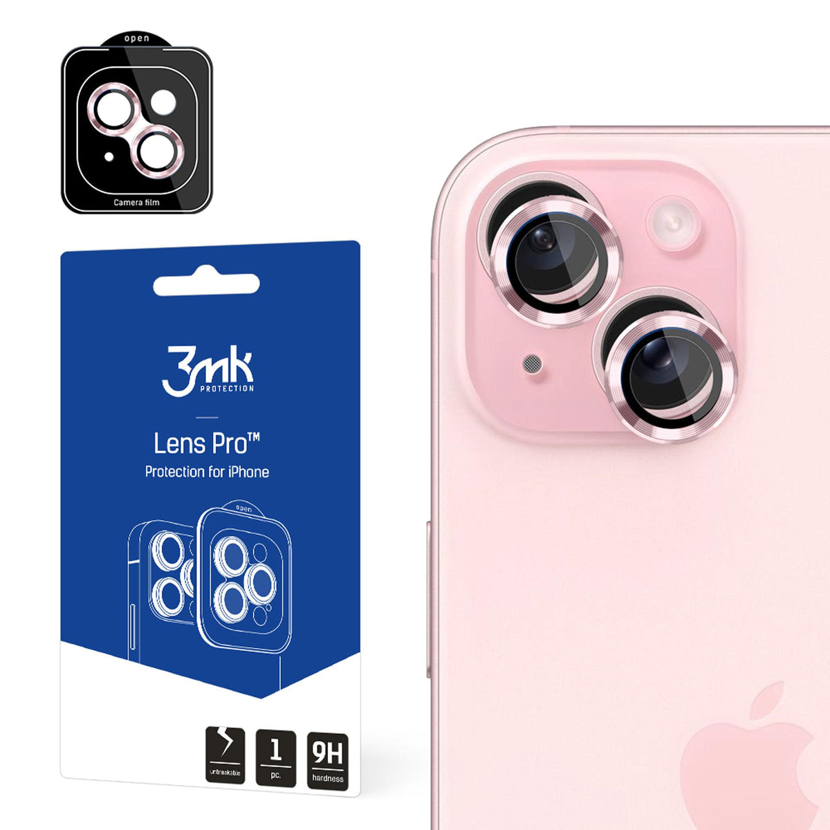 Folie Camera Husa 3mk lentila Protection Pro Roz pentru iPhone 15