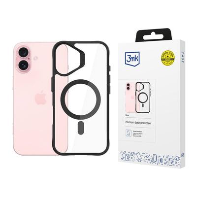 Husa 3mk Satin Armor Magcase cu Magsafe pentru iPhone 16 - Transparent cu Negru Frame