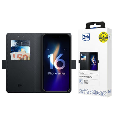 Husa 3mk Wallet pentru iPhone 16 Pro - Negru