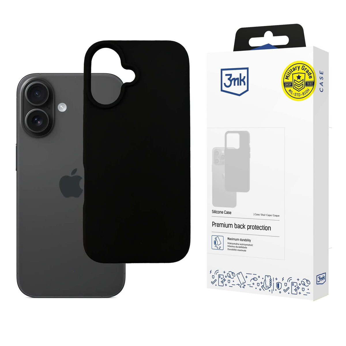 Husa 3mk Silicone pentru iPhone 16 Plus - Negru
