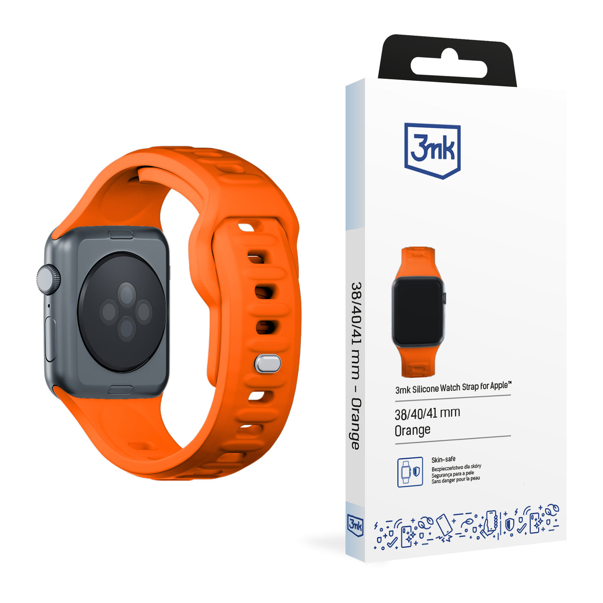 Curea 3mk Silicone pentru Apple Watch 38 / 40 / 41 Mm - Portocaliu