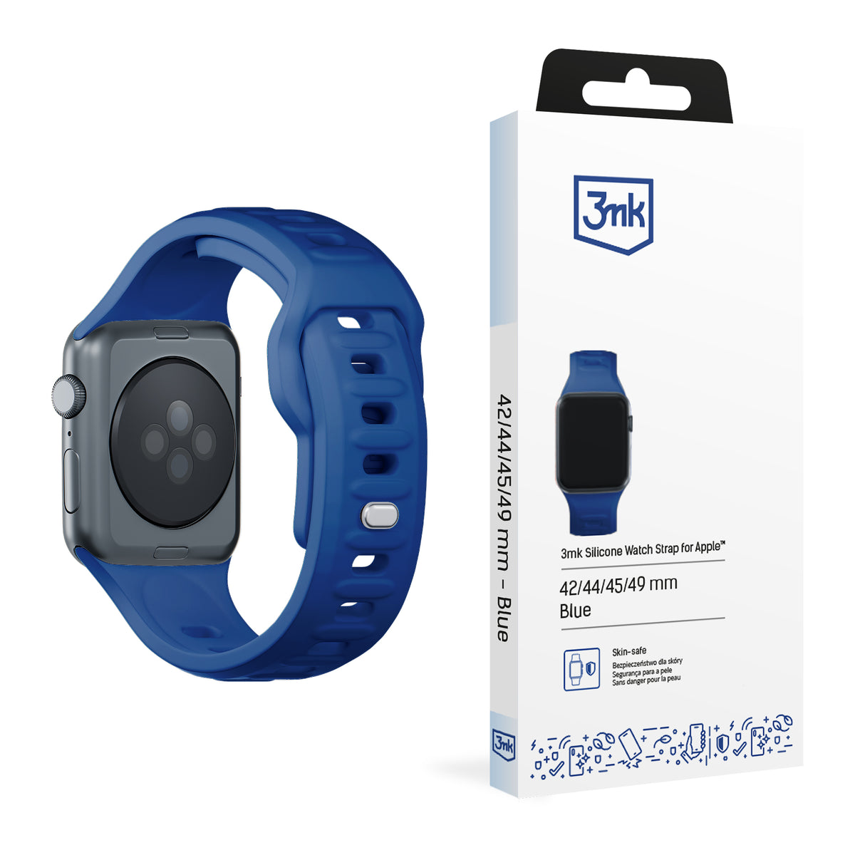 Curea 3mk Silicone pentru Apple Watch 42 / 44 / 45 / 49 Mm - Albastru