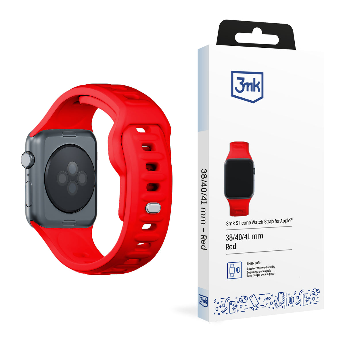 Curea 3mk Silicone pentru Apple Watch 38 / 40 / 41 Mm - Rosu