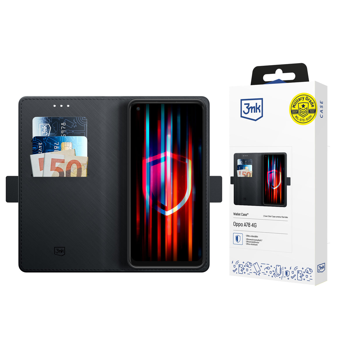 Husa 3mk Wallet pentru Oppo A78 4G - Negru