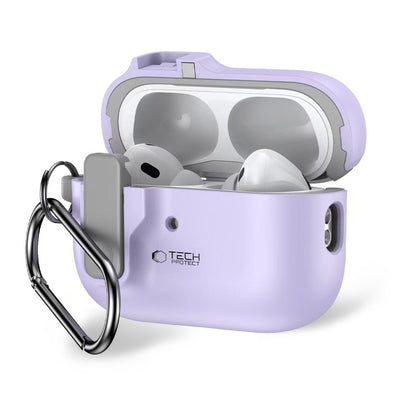 Husa Tech-protect Slim Hook cu Carabiner pentru Apple AirPods Pro 1 / 2 - Mov