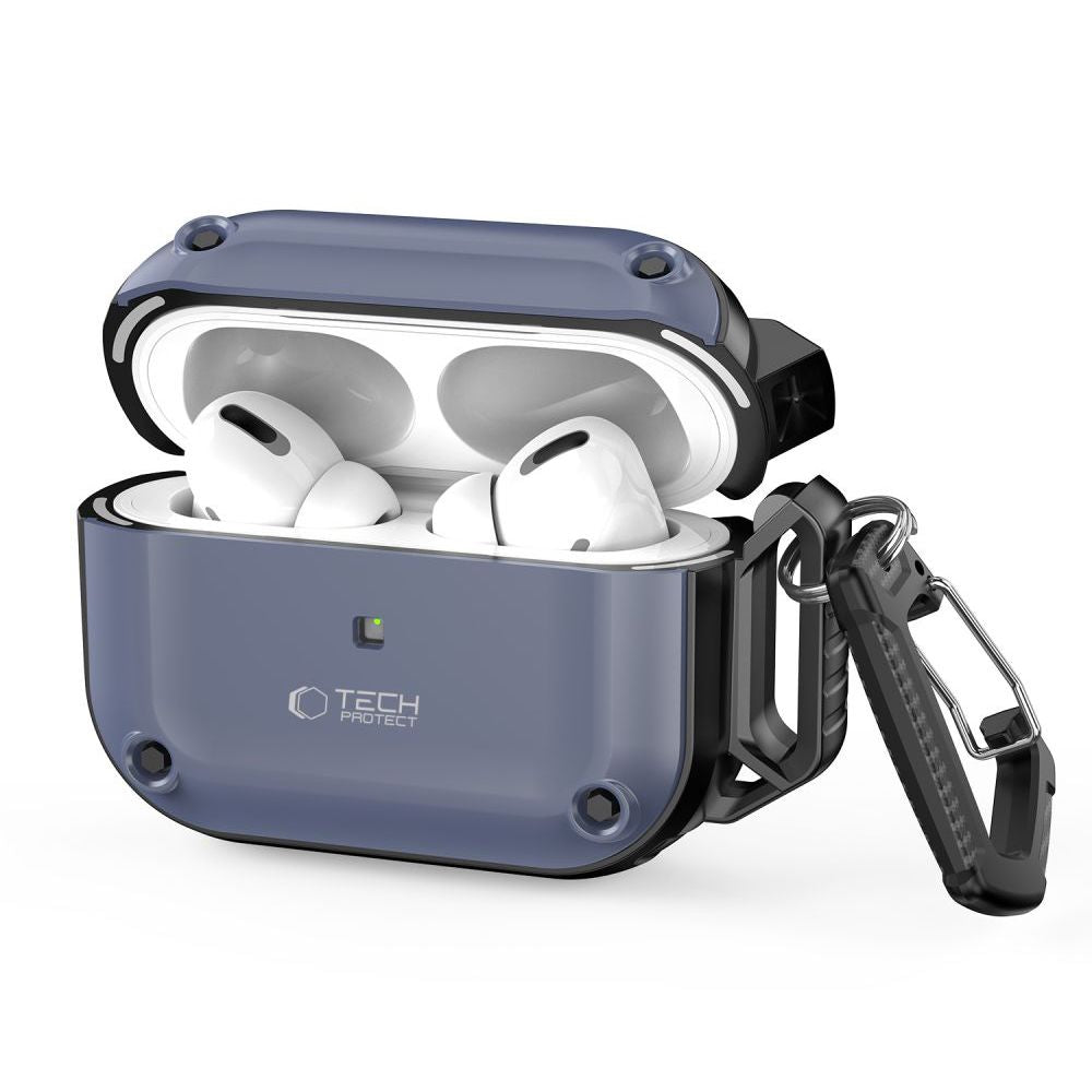 Husa Tech-protect Rough Hook cu Carabiner pentru Apple AirPods Pro 1 / 2 - Albastru