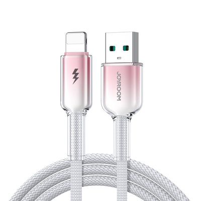 Cablu Joyroom S-a42 Crystal-Transparent Series 3A Usb-a - Lightning 1.2m - Alb