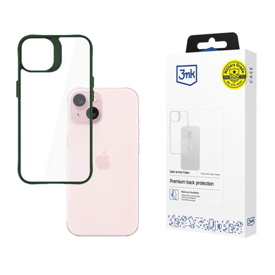Husa 3mk Satin Armor + Verde pentru Apple iPhone 15 - Transparent