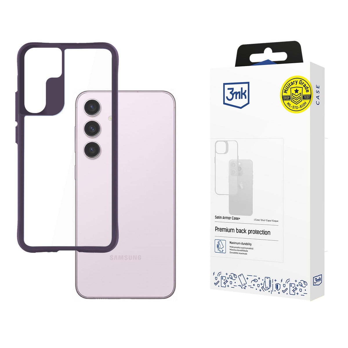Husa 3mk Satin Armor + Mov pentru Samsung Galaxy S24 - Transparent