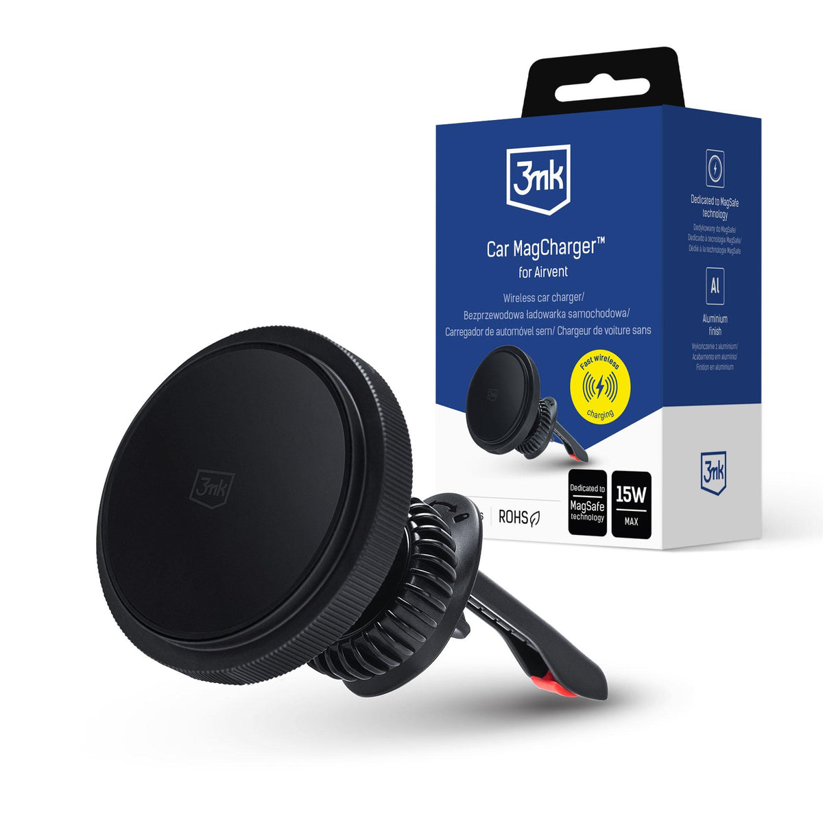Suport auto 3mk Car Magcharger pentru grila de ventilatie - Negru