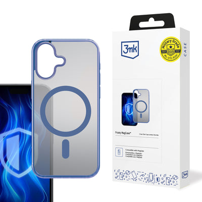 Husa 3mk Frosty Magcase Albastru pentru Apple iPhone 16 Plus - Transparent