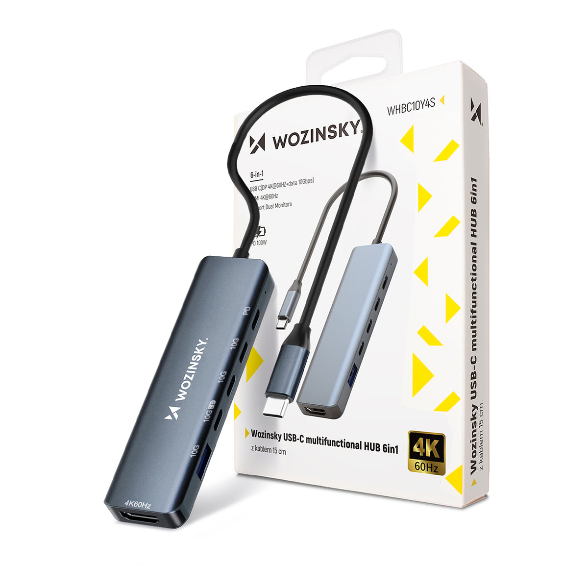 Cablu Usb-c 6 In 1 Hub Wozinsky Whbc10y4s Multifunctional, Aluminum, cu 25 Cm - Gri