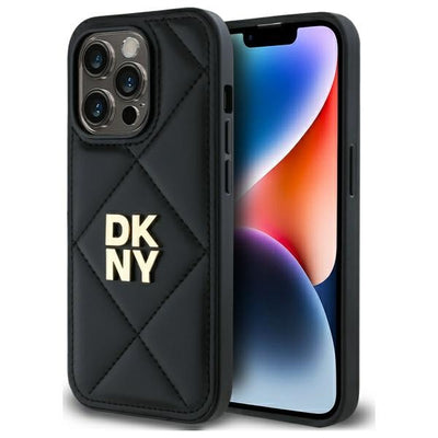 Husa Dkny Quilted Stack Logo iPhone 14 Pro Max - Negru