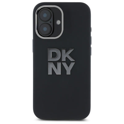 Husa Dkny Liquid Silicone Metal Logo iPhone 16 - Negru