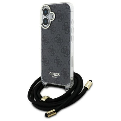 Husa Guess Crossbody Cord 4G Print pentru iPhone 16 - Negru