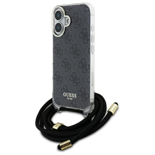 Husa Guess Crossbody Cord 4G Print pentru iPhone 16 - Negru