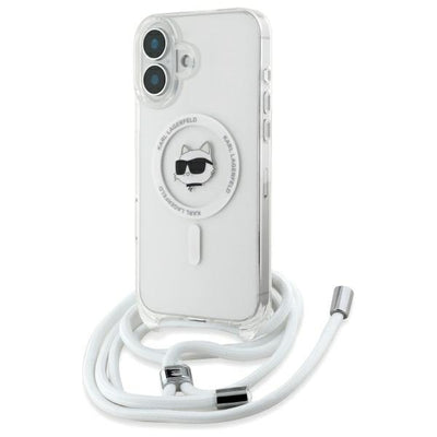 Husa Karl Lagerfeld IML Choupette Head & Cord Magsafe iPhone 16 - Transparent