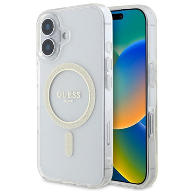 Husa Guess iPhone 16 Plus 6.7" Transparent Hardcase IML Glitter Circle Magsafe