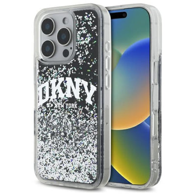 Husa Dkny iPhone 16 Pro 6.3" Negru/Negru Hardcase Liquid Glitter Arch Logo