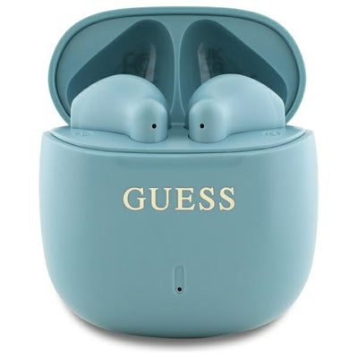 Casti Guess Bluetooth TWS + Docking Station Turquoise/Turquoise Printed Classic Logo