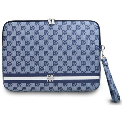 Geanta laptop Dkny Sleeve Checkered Pattern Printed Stripes 14" - Albastru