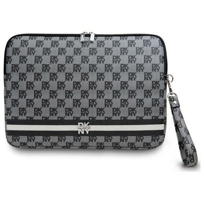 Geanta laptop Dkny Sleeve Checkered Pattern Printed Stripes 16" - Negru
