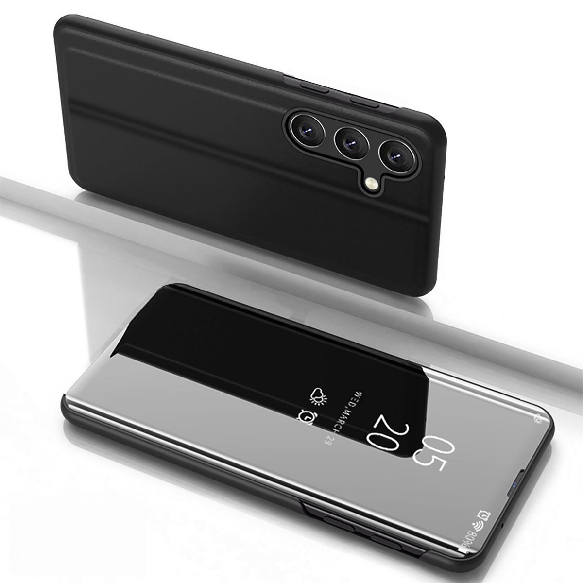 Husa Transparent View pentru Samsung Galaxy S25 Cover cu Flip - Negru