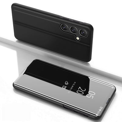 Husa Transparent View pentru Samsung Galaxy S25 Cover cu Flip - Negru