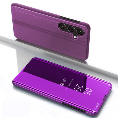 Husa Transparent View pentru Samsung Galaxy S25 Cover cu Flip - Roz