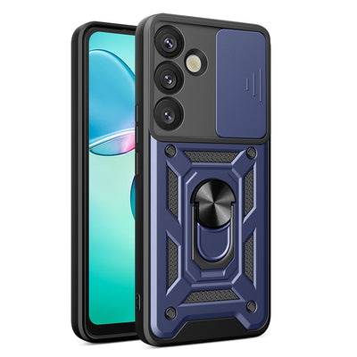 Husa Hybrid Armor Camshield cu Camera Cover And Metal Ring pentru Samsung Galaxy S25+ - Albastru