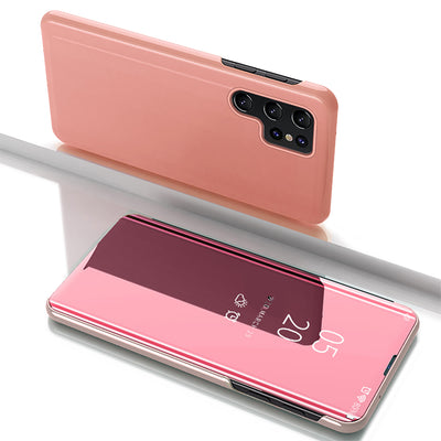 Husa Transparent View pentru Samsung Galaxy S25 Ultra Flip Cover - Roz