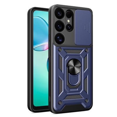 Husa Hybrid Armor Camshield cu Camera Cover And Metal Ring pentru Samsung Galaxy S25 Ultra - Albastru