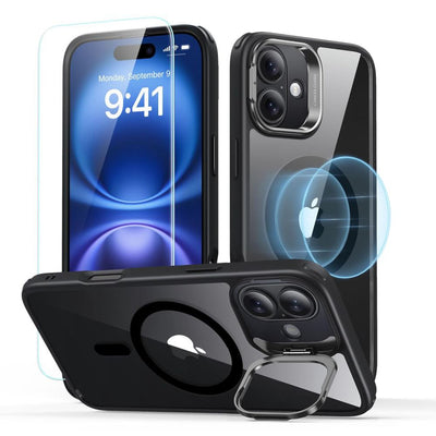 Folie ESR Classic Hybrid Kickstand Halolock Magsafe iPhone 16 Plus + sticla protectie - Negru
