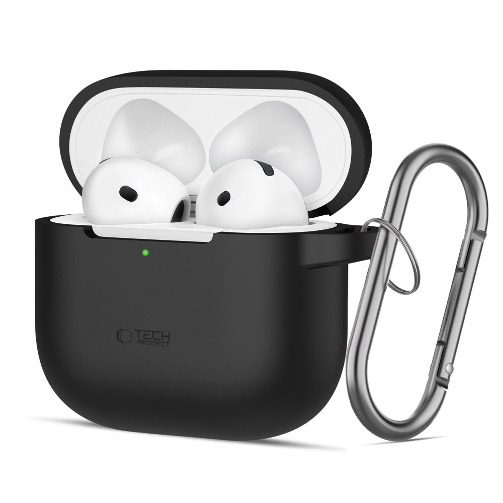 Husa Tech-protect Silicone Hook pentru AirPods 4 - Negru