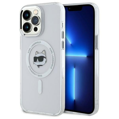 Husa Karl Lagerfeld IML Metal Choupette Head Magsafe iPhone 13 Pro - Alb