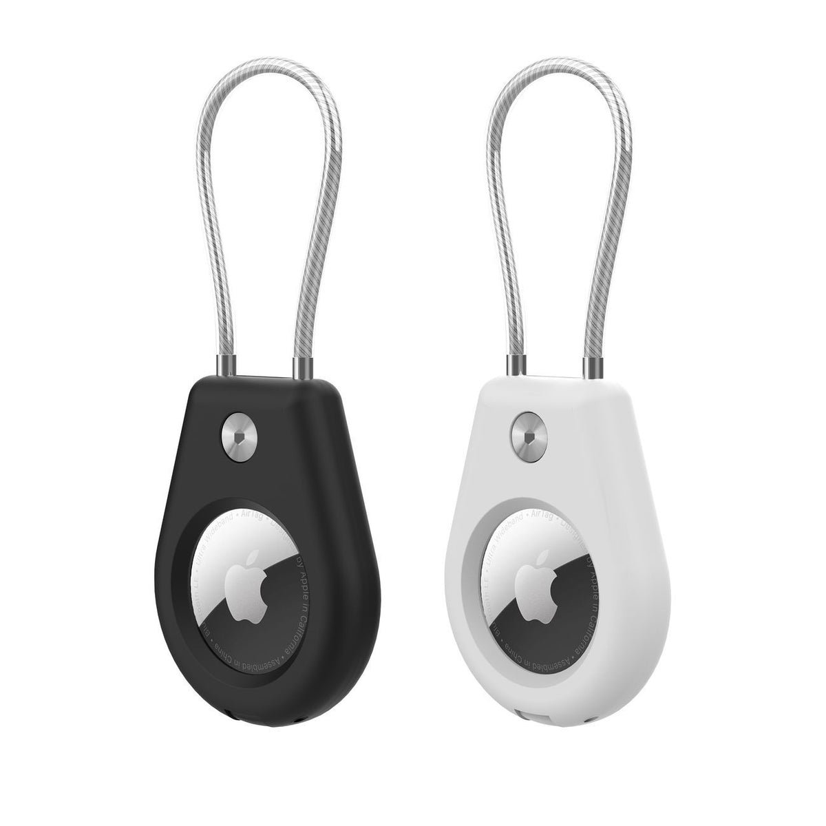 Husa Apple AirTag cu Steel Cablu - Negru + Alb (2 Pieces)