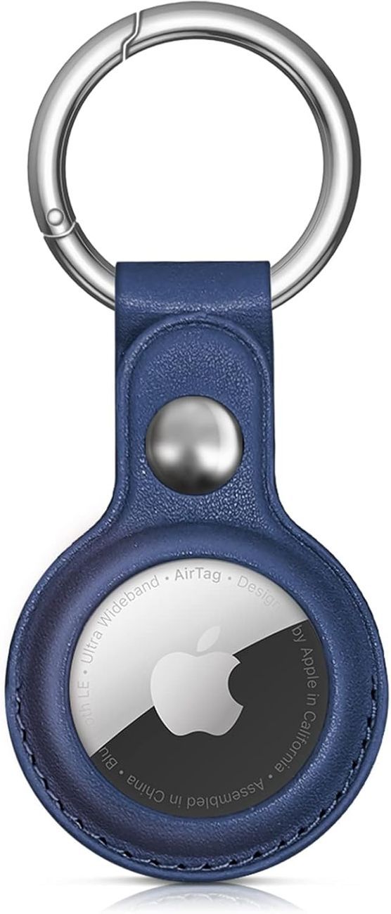 Husa Apple AirTag PU Leather - Albastru